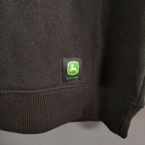 John Deere Black Hoodie Pullover Unisex Small Green Yellow Logo Front Pockets - Picture 2 of 9